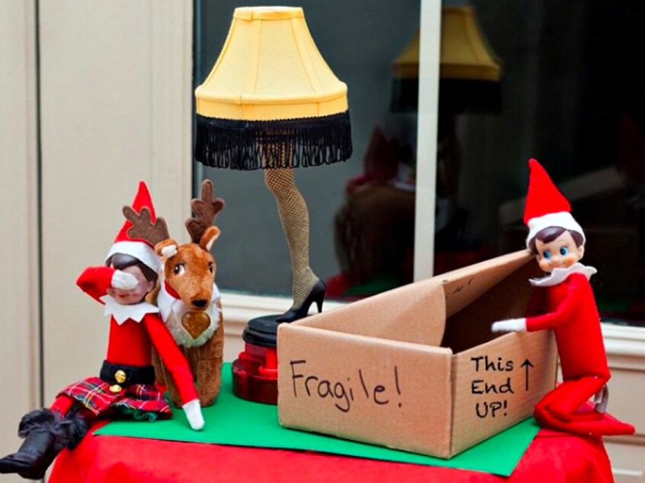 fragile lamp elf on the shelf idea