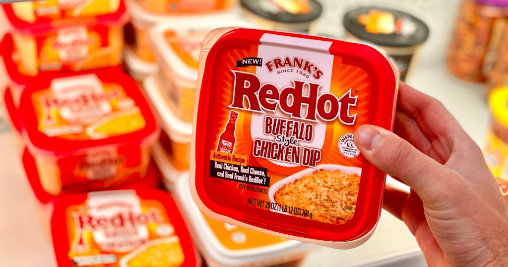 Frank's Red Hot buffalo chicken dip in a tub at Sam's Club