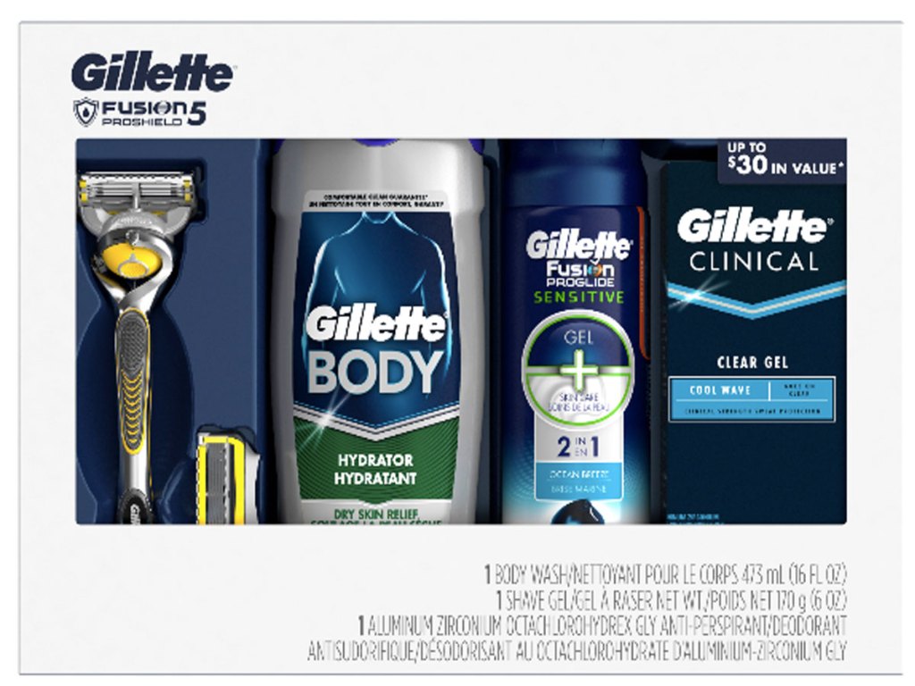 Gillette Fusion5 ProShield Men's Razor Holiday Gift Pack stock image