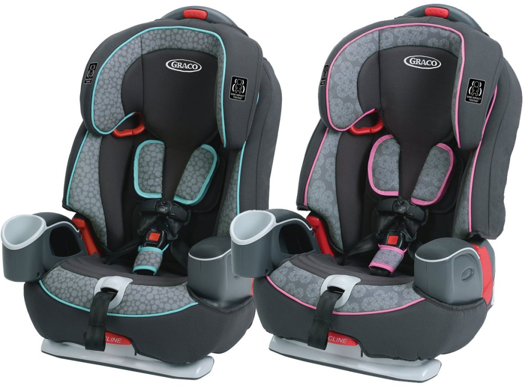 stock images of Graco Nautilus 65 3-in-1 Harness Booster Car Seat in colors Sully Teal, Sylvia Pink