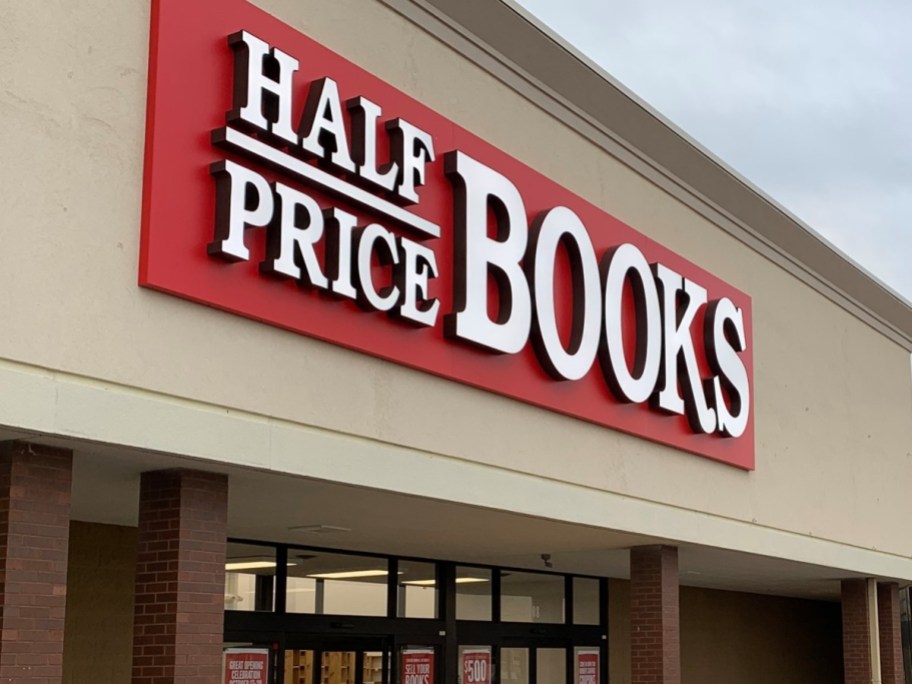 Half Price Books storefront has a teacher discount