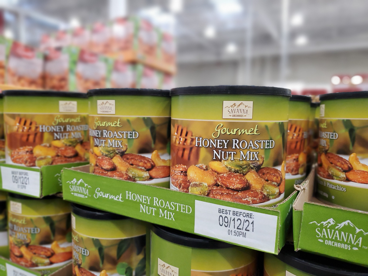 honey roasted nuts on display at Costco