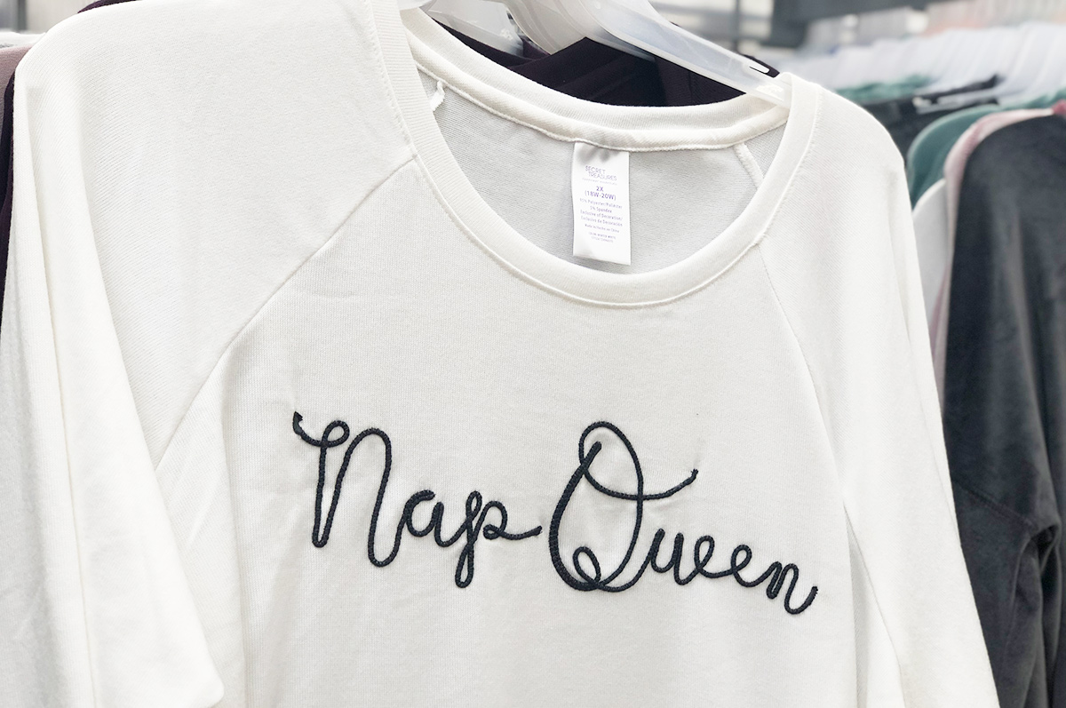 Secret Treasures Nap Queen pajama shirt from Walmart