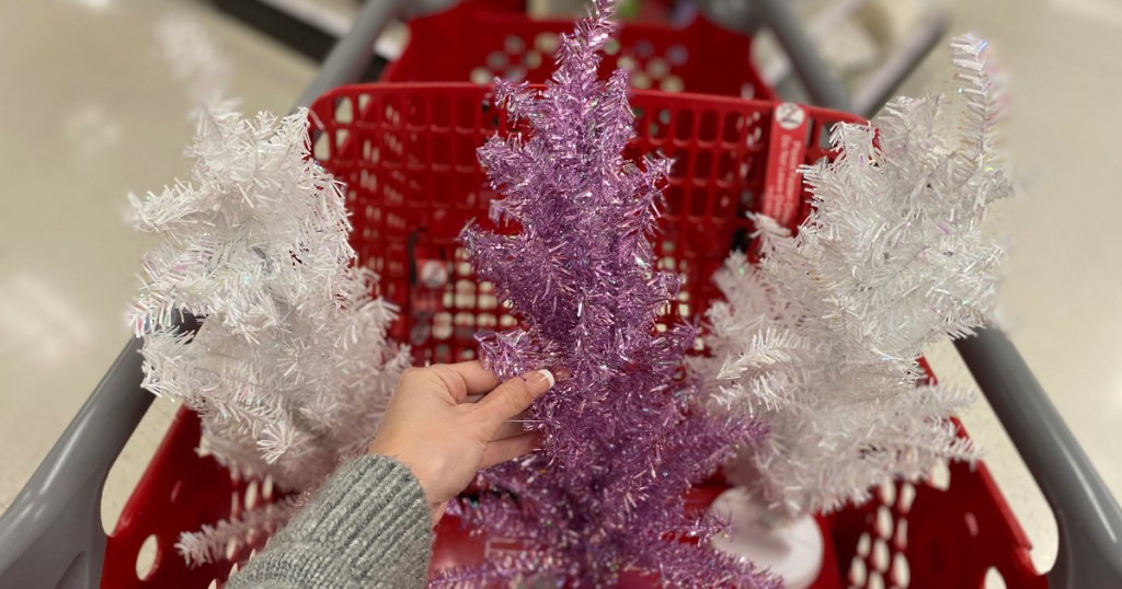 Target Is Selling 3 Mini Christmas Trees in Pink Tinsel!