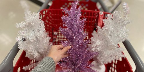 Target Is Selling $3 Mini Christmas Trees in Pink Tinsel!