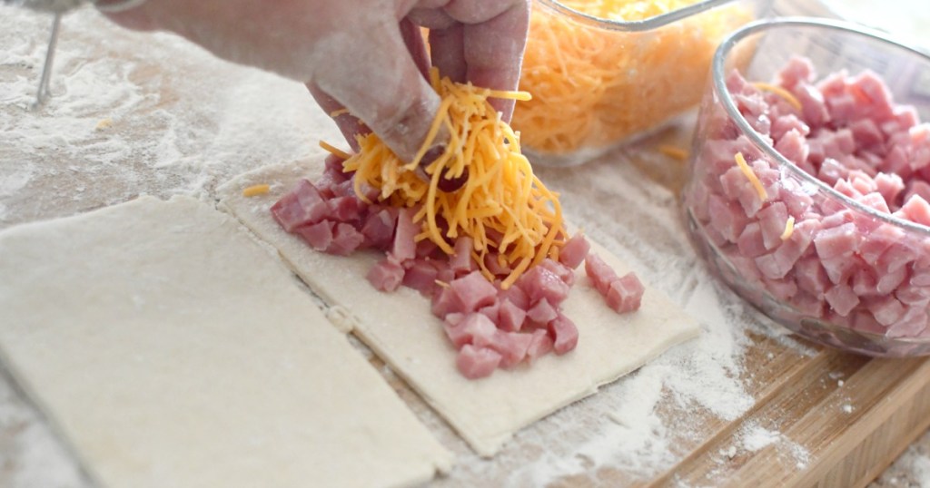 stuffing hot pockets with cheese and ham
