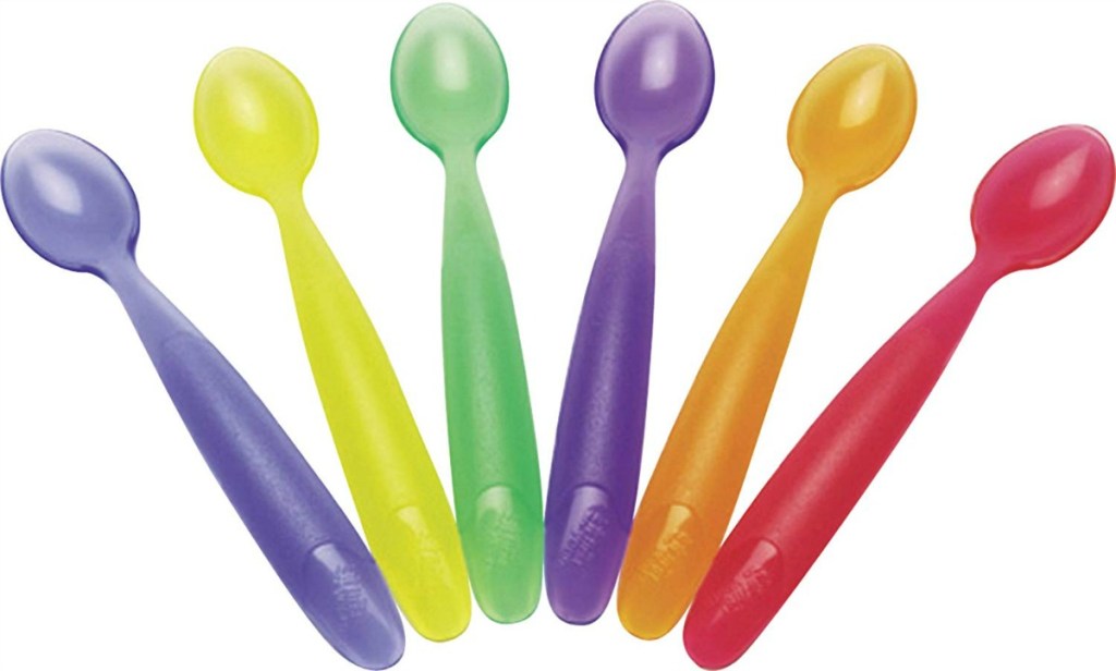 colorful plastic baby spoons
