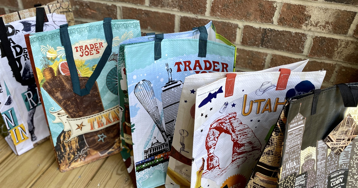 Trader Joe's Reusable Grocery Tote Bag Mystery Pack 2018 3 Totes per Pack RARE 