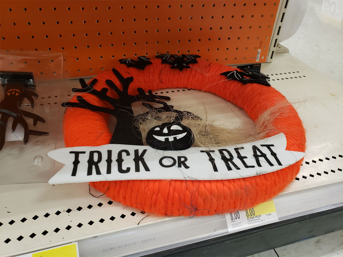 trick or treat yarn wreath at target