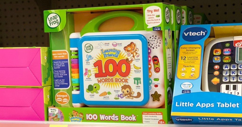 leapfrog 100 words book toy on a shelf in a store
