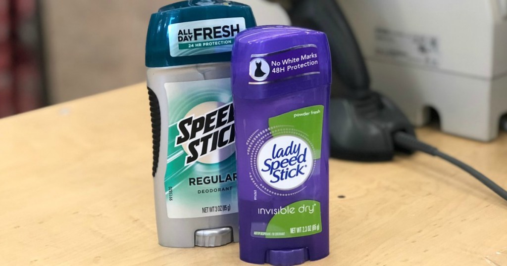 speedstick deodorant on a counter at walgreens