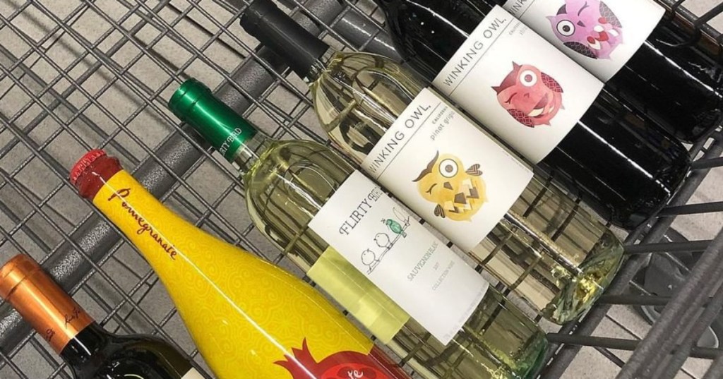 Wine in Aldi shopping cart