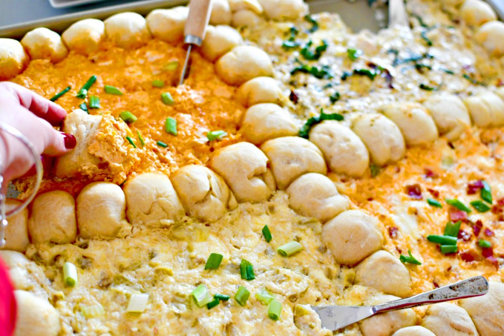 4 cheese dip appetizer on pan