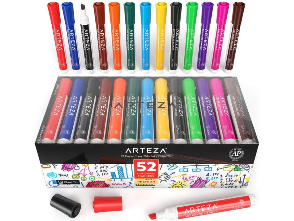 arteza 52 count box of dry erase markers