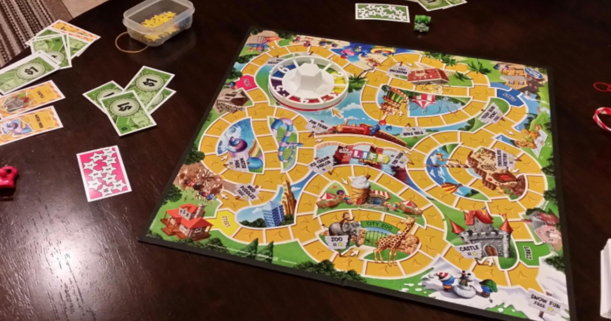 Game of Life Junior game and contents on kitchen table