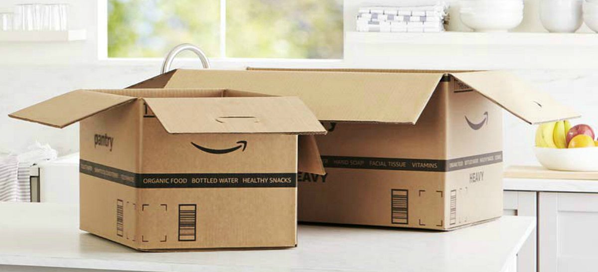 Amazon Prime Pantry boxes on counter