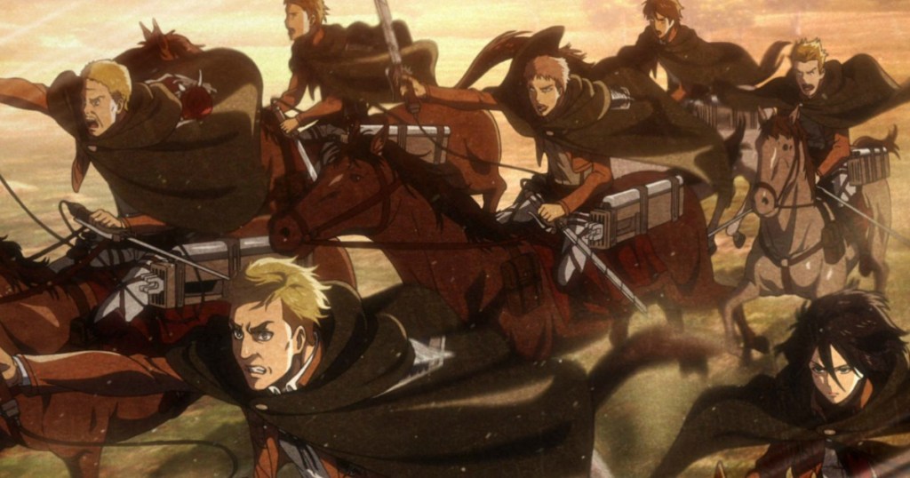 screen grab of Attack on Titan anime series