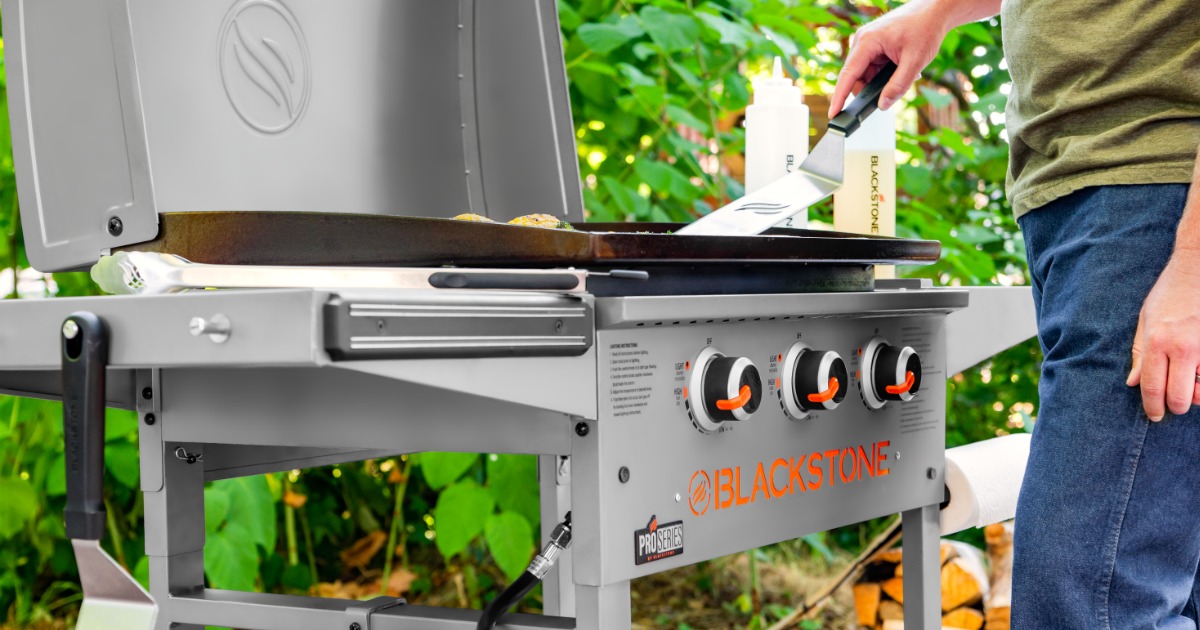 man cooking on Blackstone Proseries Griddle