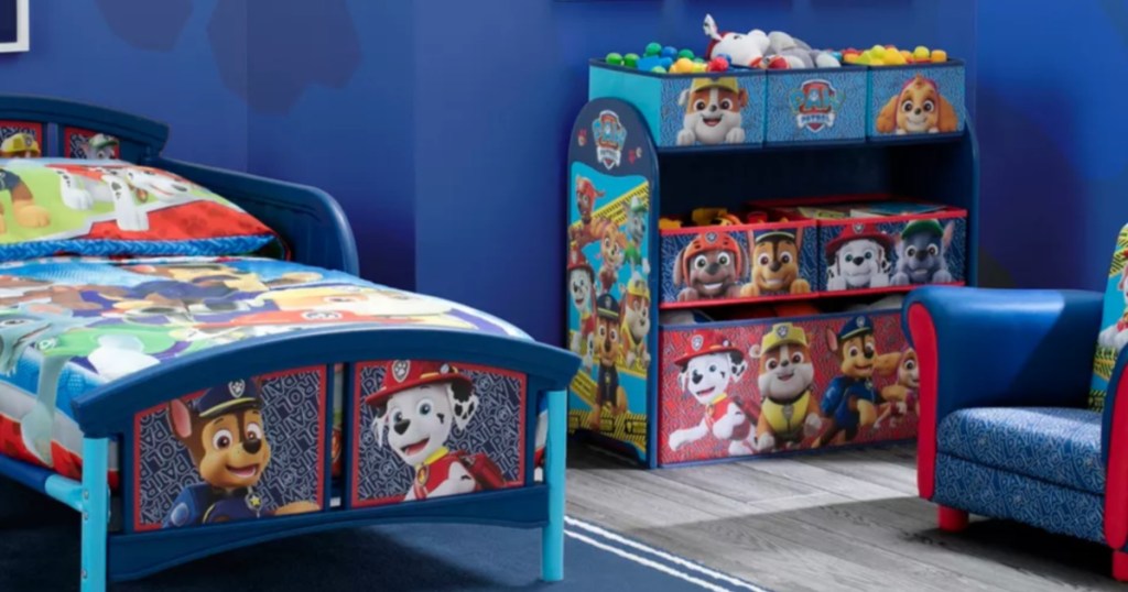 Paw Patrol Toy Organizer in kids bedroom 