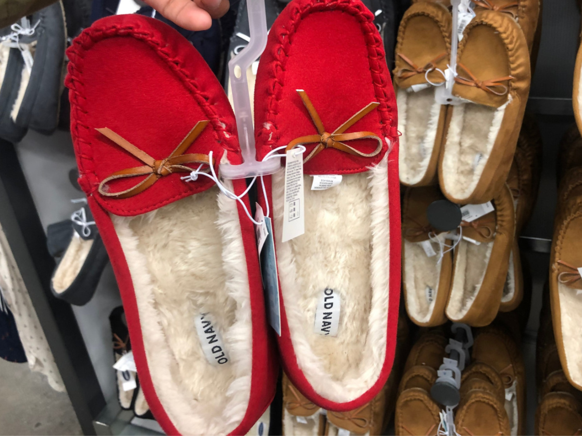 old navy red moccasins