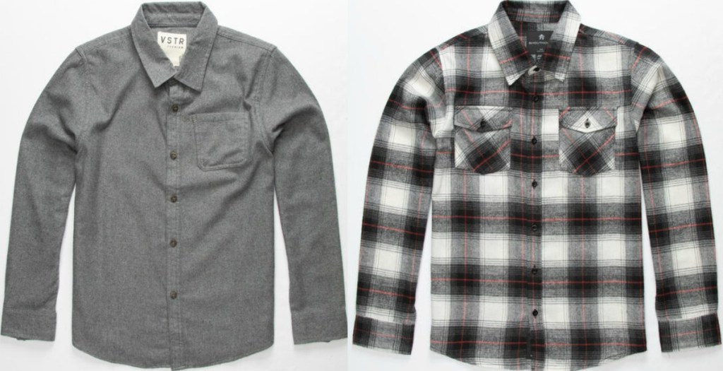 Two styles of boy's button up shirts