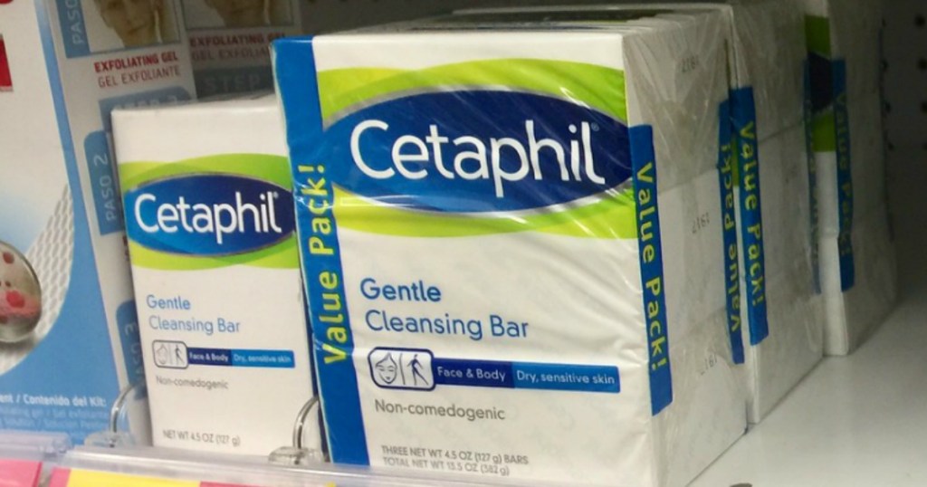 In-store display of Cetaphil Gentle Cleansing bars in package