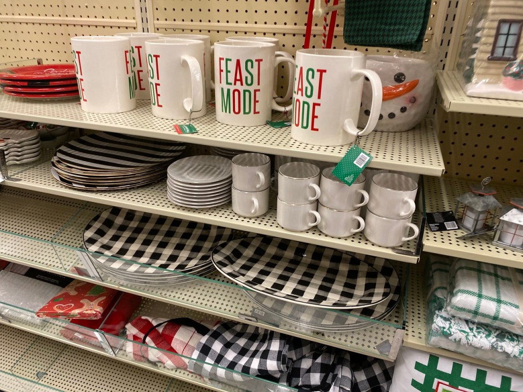 Christmas Platters and dishes on Hobby Lobby shelf