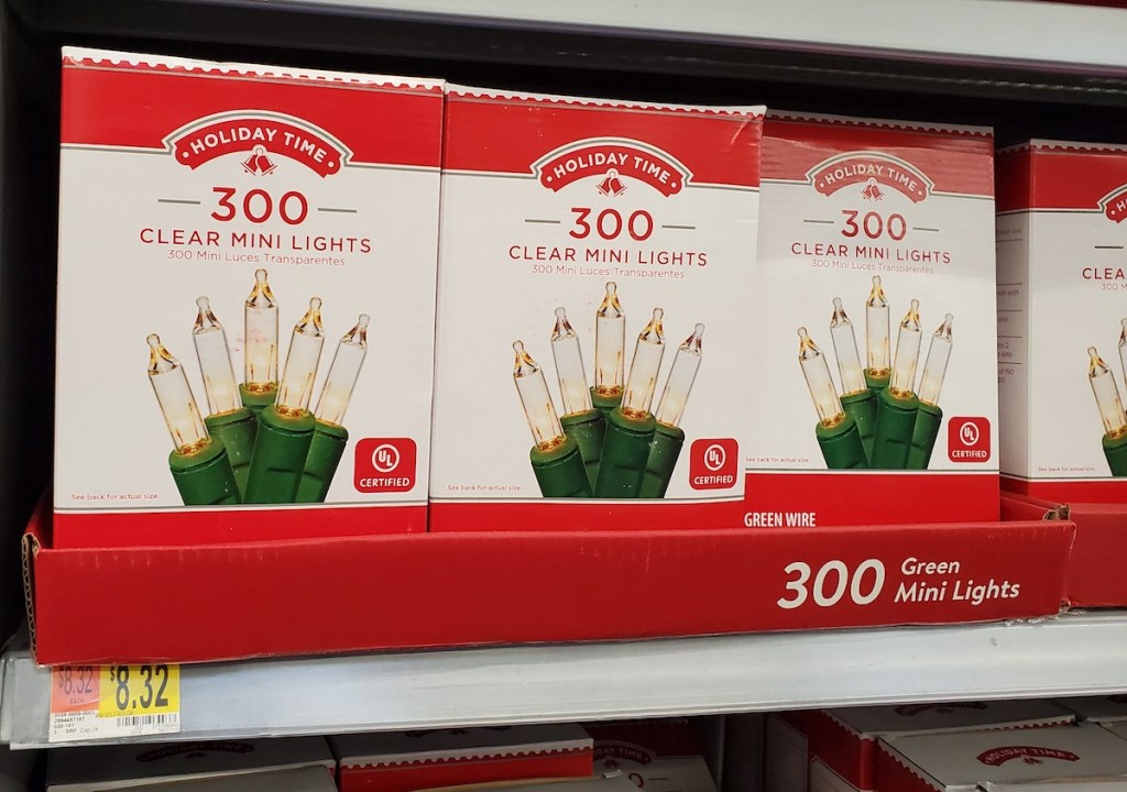 Clear Mini Christmas Lights in box at Walmart