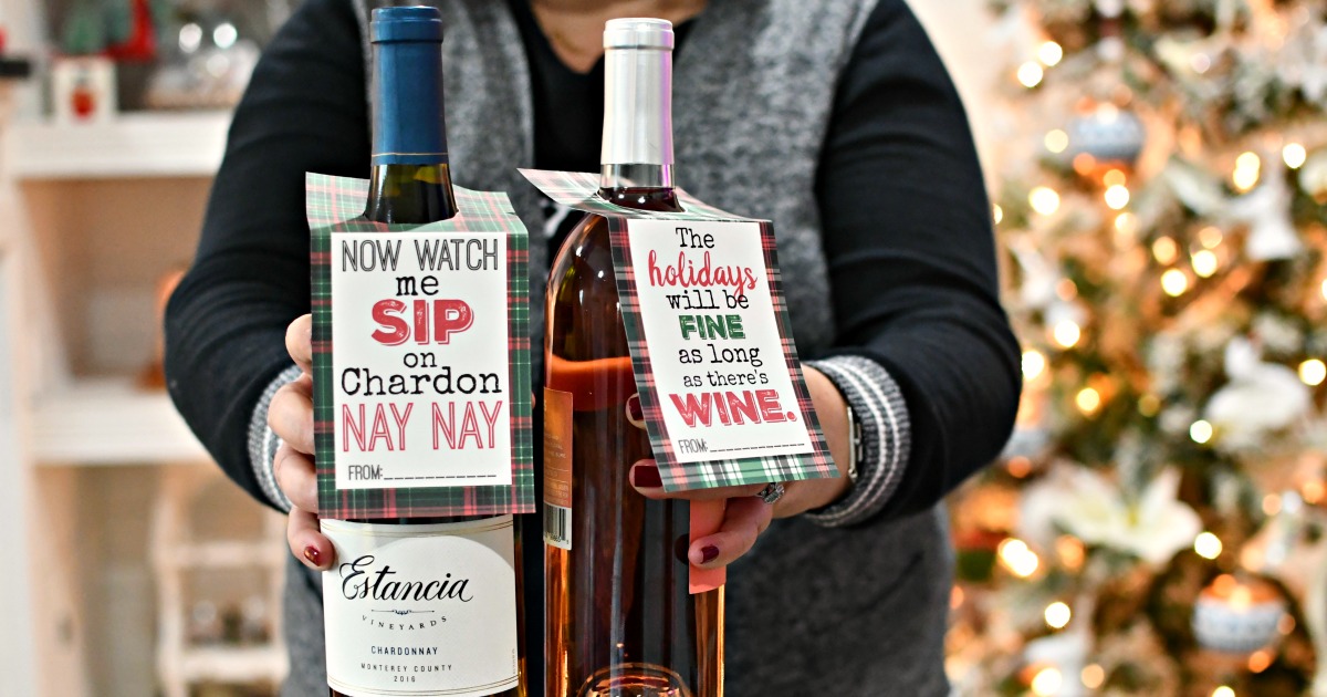 Christmas Free Printable Wine Bottle Tags - Chicfetti Blog