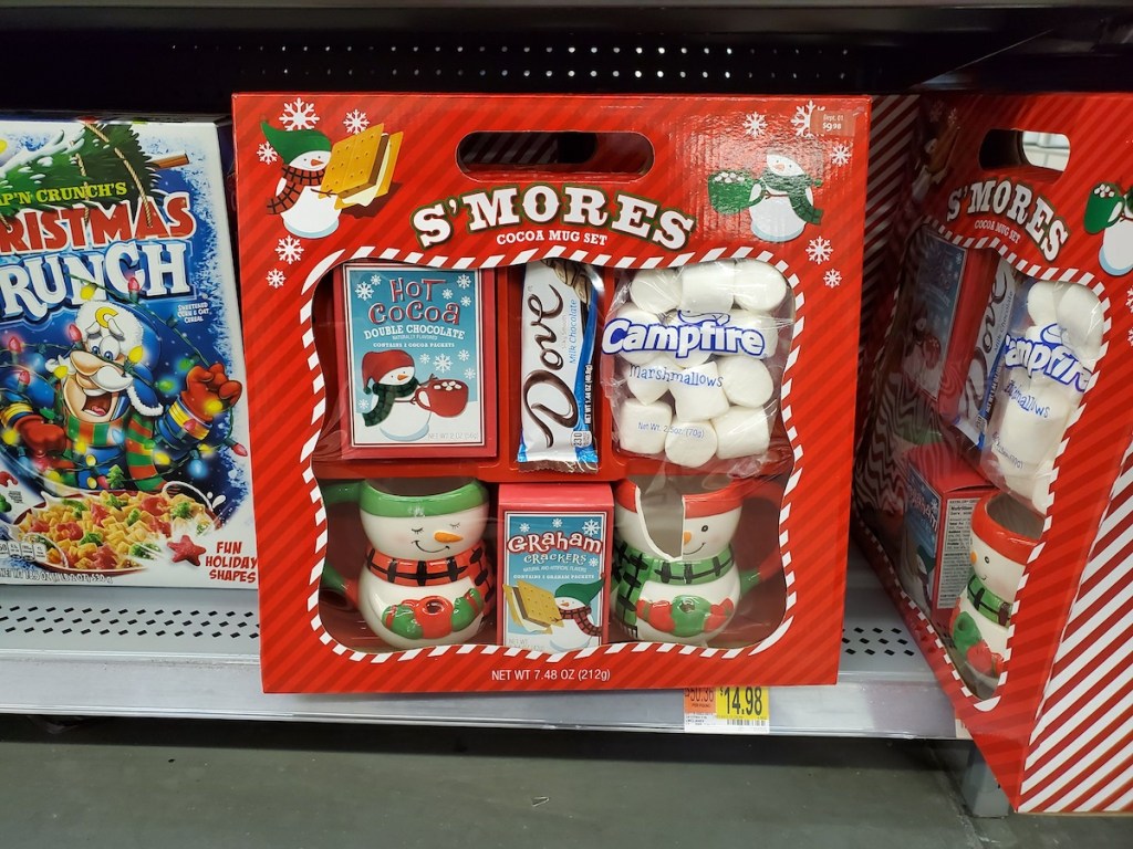 Dove Chocolate S'mores Mug Holiday Gift Set on shelf at Walmart