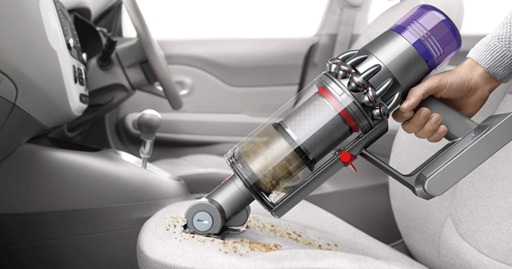 Dyson V11 Torque Drive vacuum in car