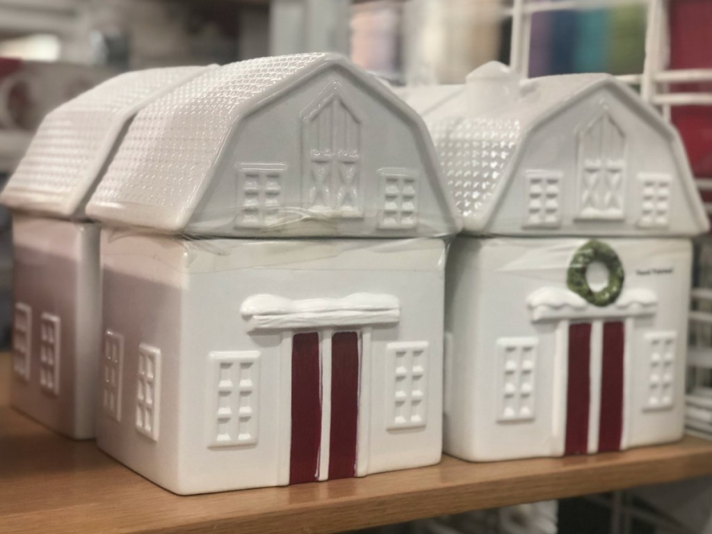 Farmhouse themed cookie jar on display at Kohl's