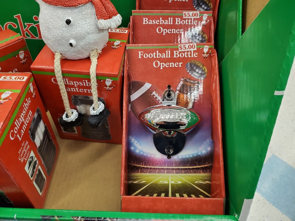 Football Bottle Opener on display at Rite Aid