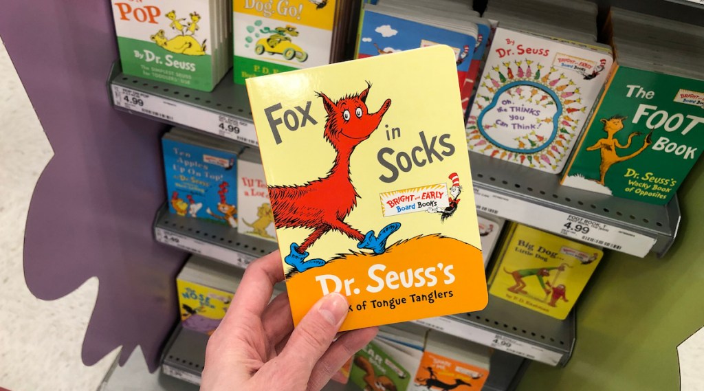 hand holding a Fox in Socks book