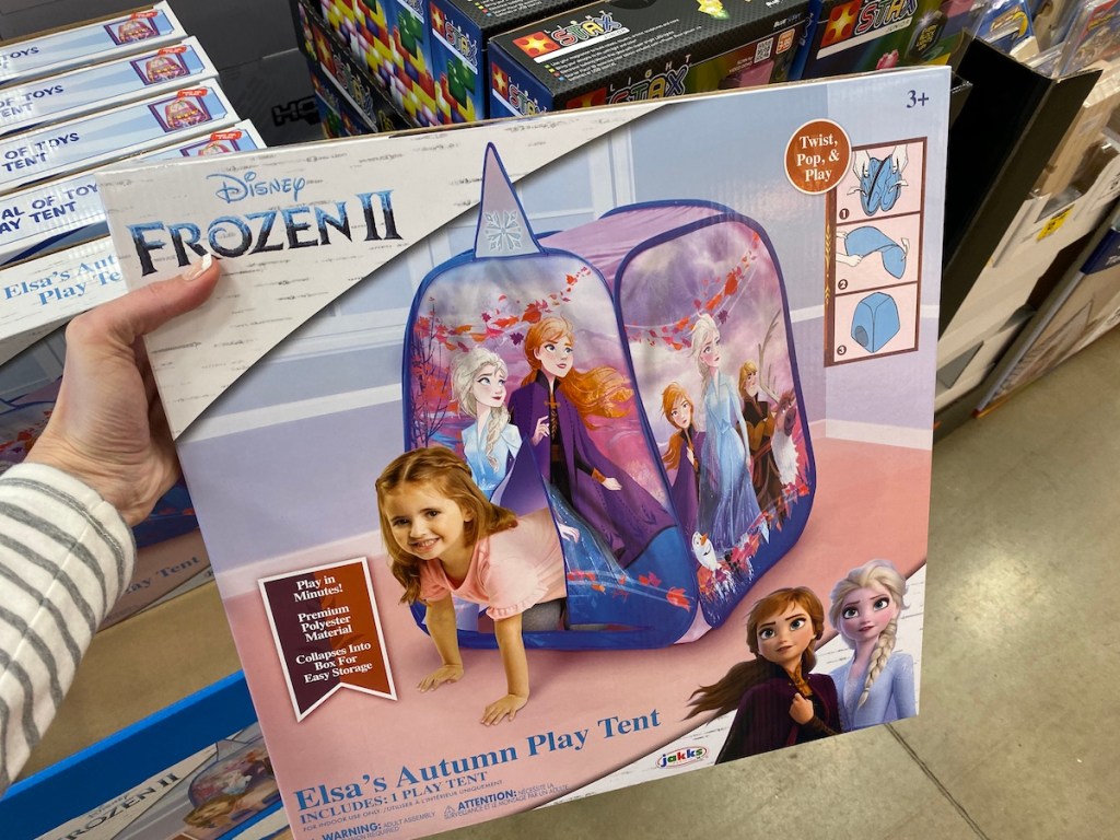 hand holding box of Frozen 2 Play Tent