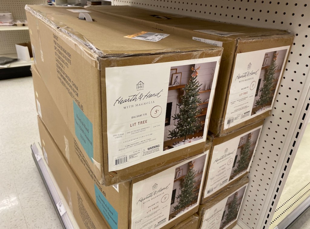 Hearth & Hand with Magnolia Pre-Lit Artificial Tree boxes at Target