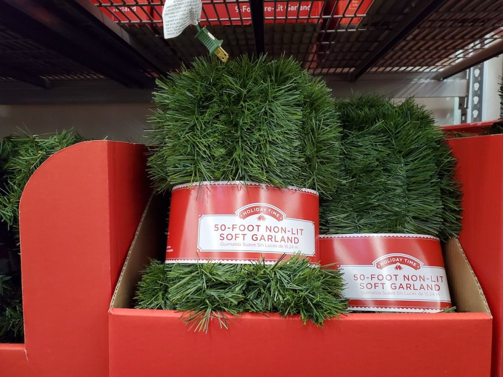 Holiday Time 50Ft Pine Garland in box at Walmart