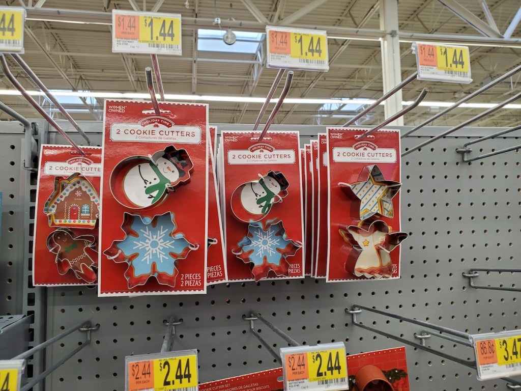 Holiday Time Cookie Cutters on display at Walmart