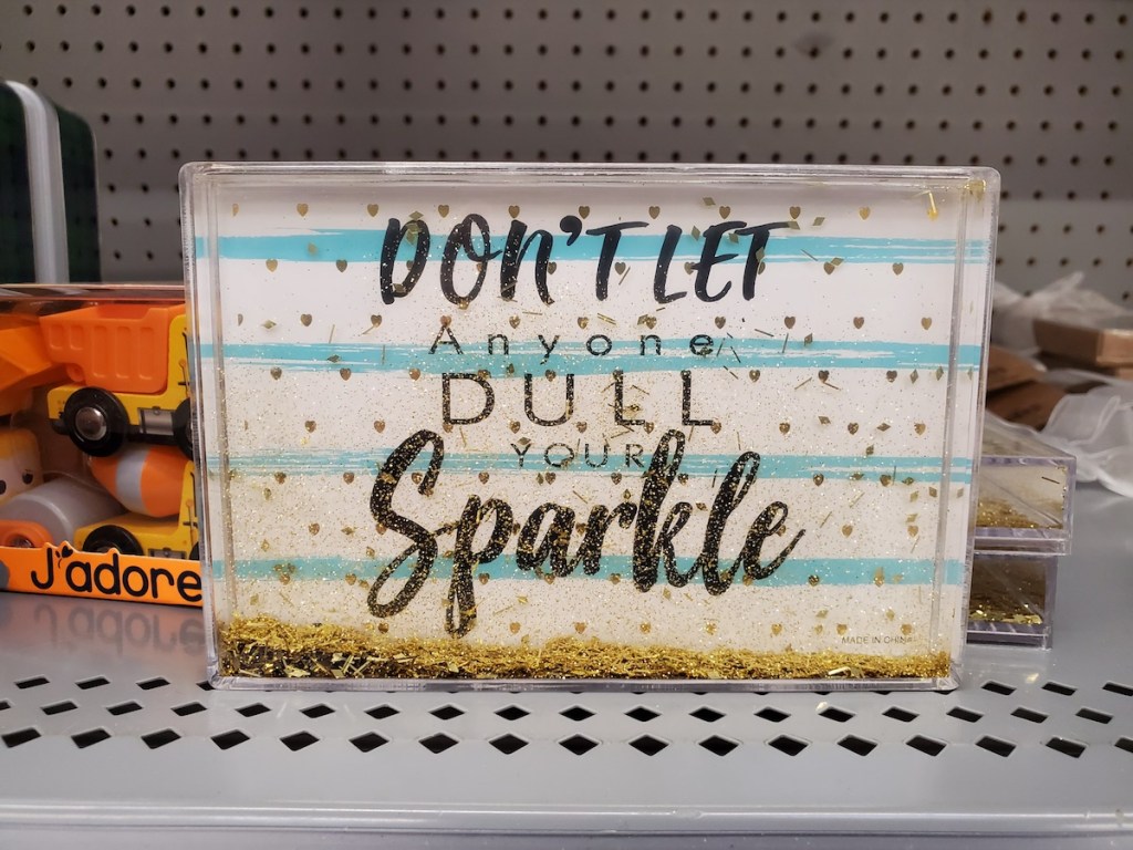 Holiday Time Glitter Frame on shelf at Walmart