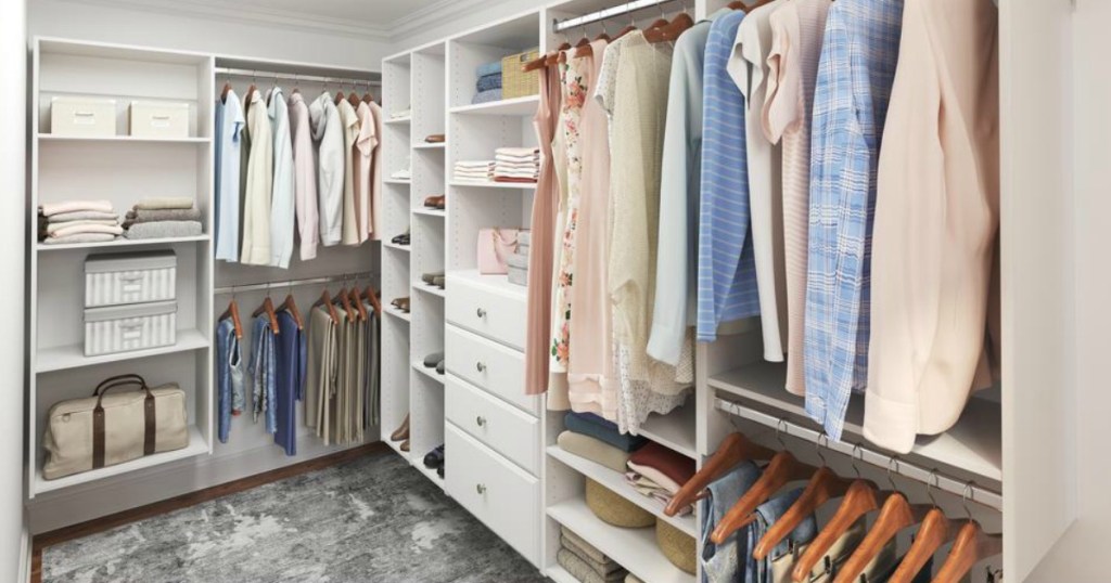 Closet organized with shelves