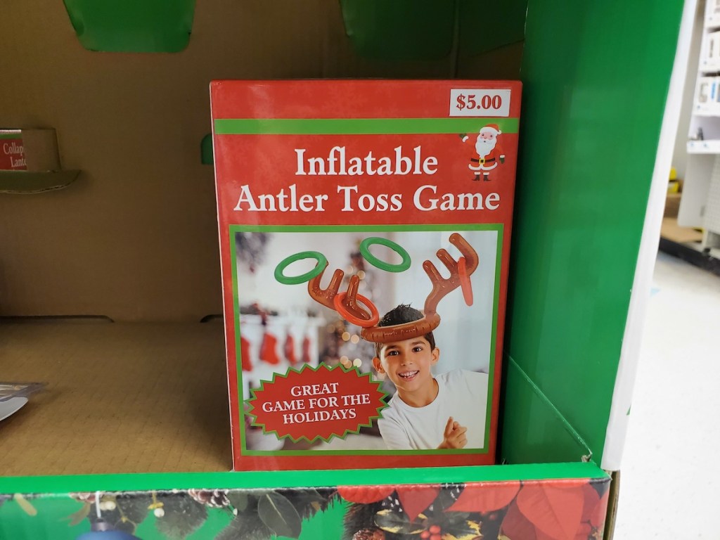 Inflatable Antler Toss Game on shelf at Rite Aid