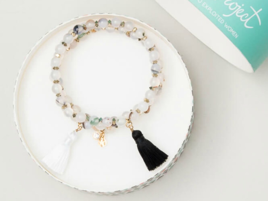 Lanette Bead & Tassel Bracelet in gift box