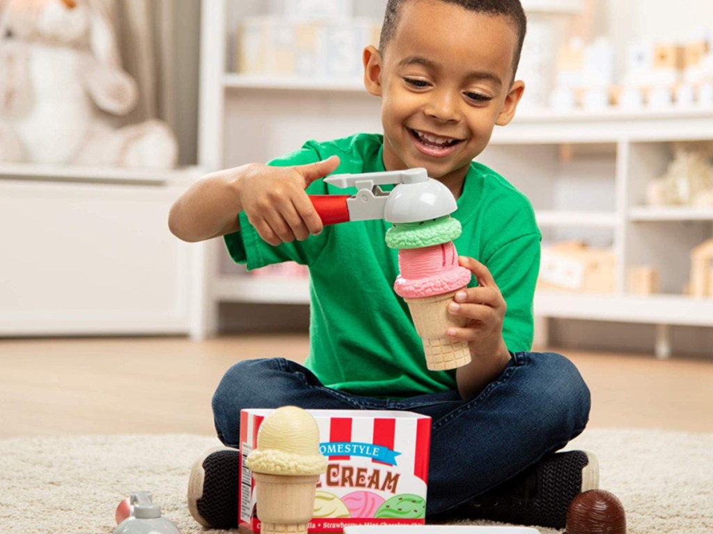 boy playing with ice cream set