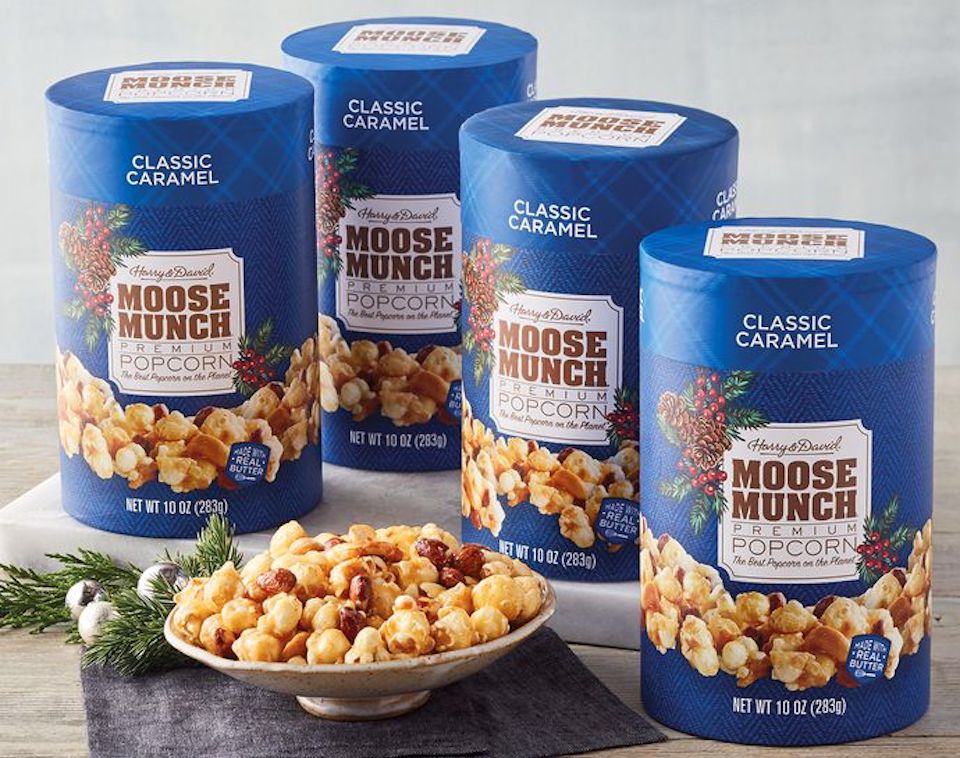 Moose Munch Classic Caramel in a bowl and containers