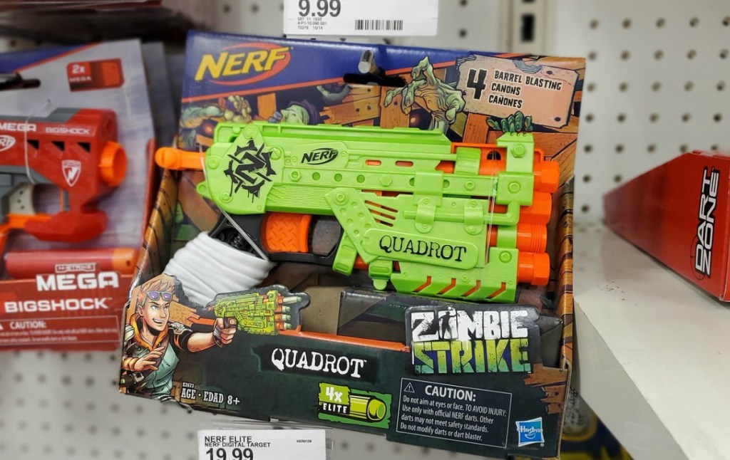 NERF Zombie Strike toy in package on display in store