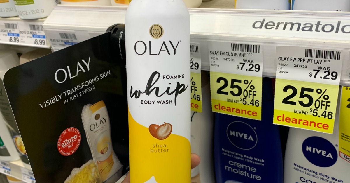 Olay whips moisturizer in front of shelf