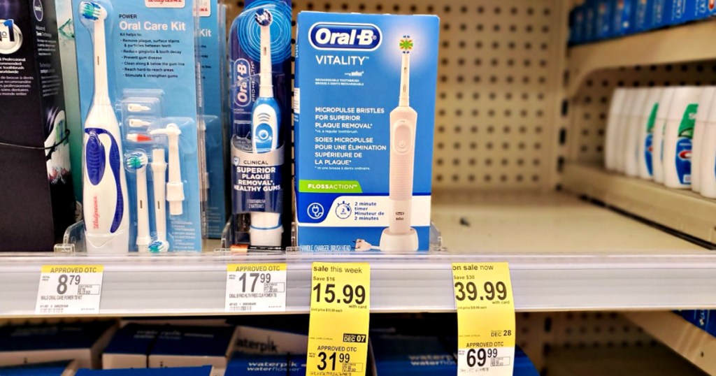 Oral-B Vitality FlossAction Rechargeable Toothbrush on shelf in Walgreens