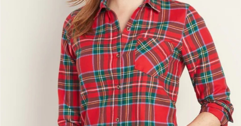 woman wearing flannel shirt