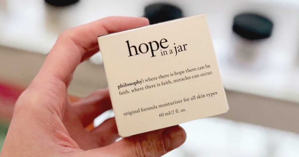 philosophy hope in a jar moisturizer in package in hand in-store