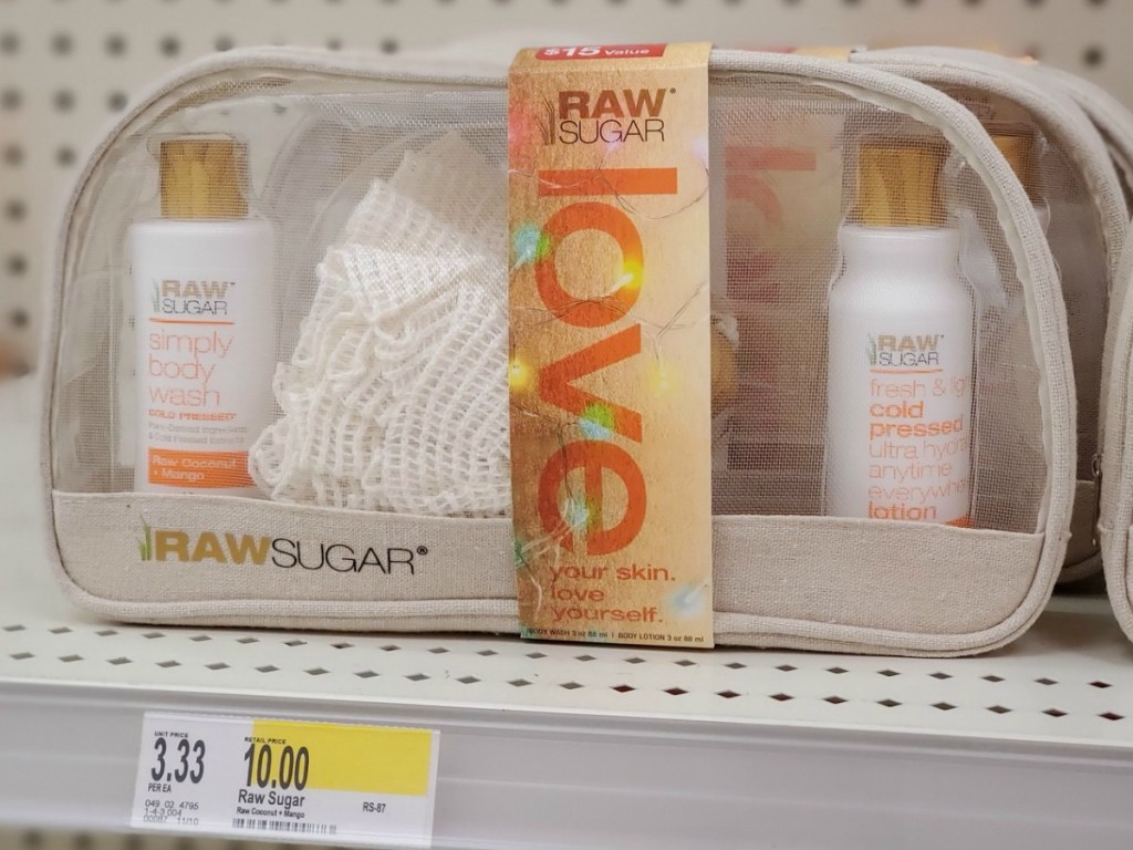 Raw Sugar Gift Set in package on shelf at Target